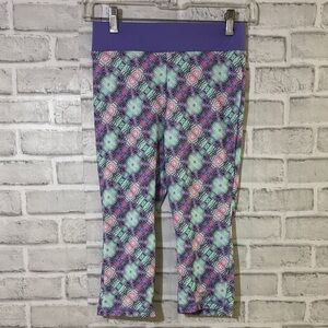 Skechers performance Kids Leggings with Purple Mint Pattern, large 10/12